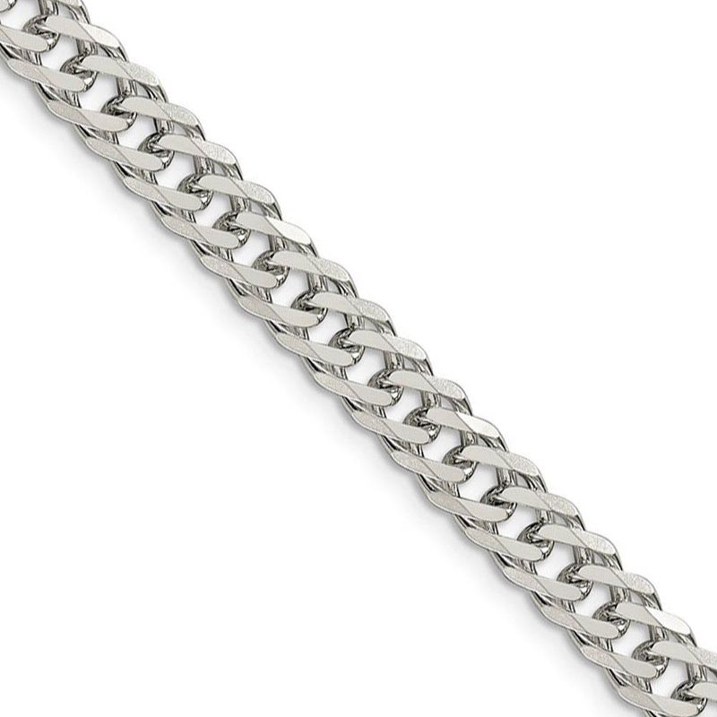 6.25mm Sterling Silver D/C Rambo Flat Curb Chain Necklace, 18 Inch